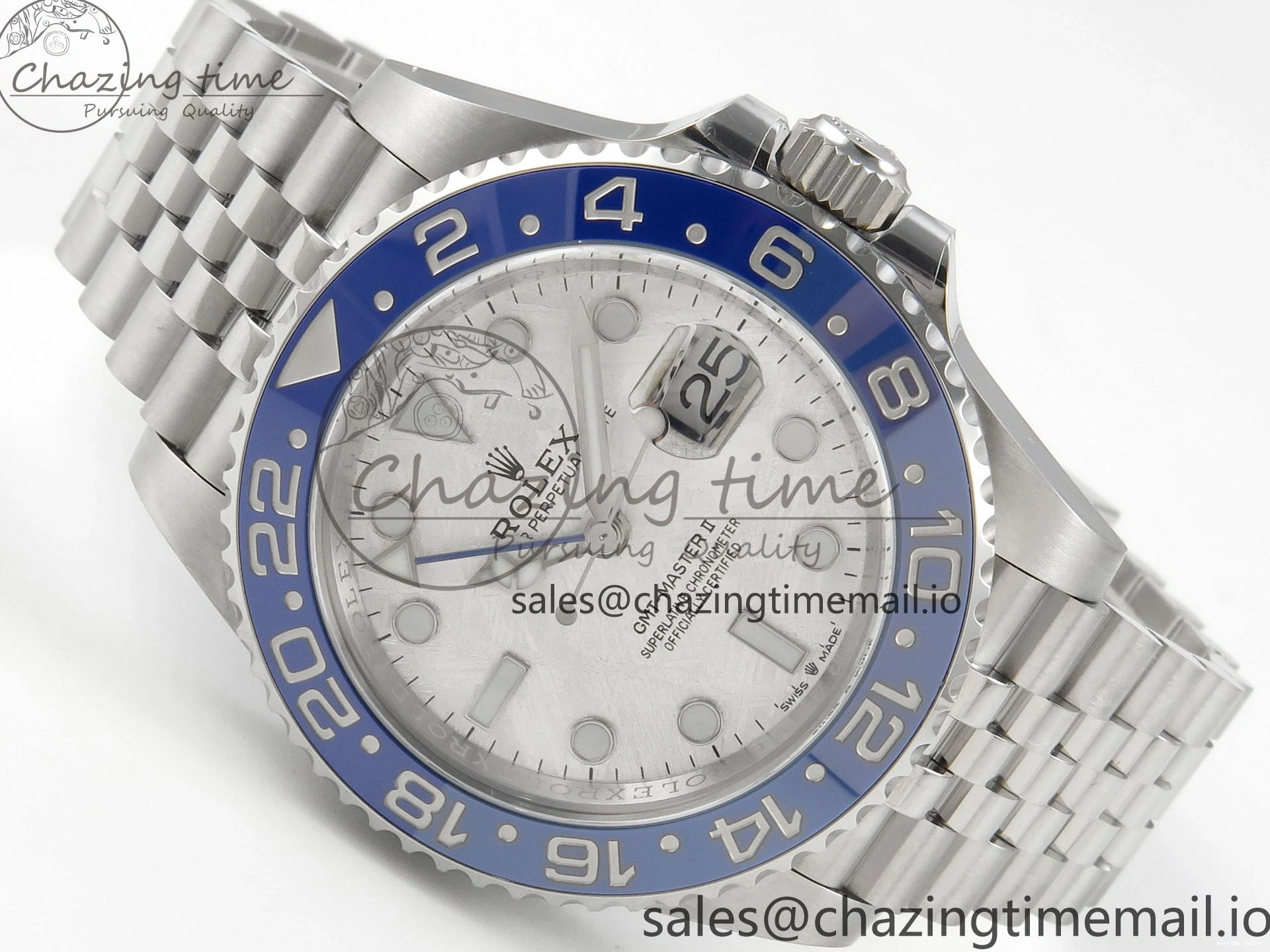 0207 Original GMT-Master II 126716 BLAKEN 904L 1:1 Best Edition Meteorite Dial on SS Jubilee Bracelet SH 177